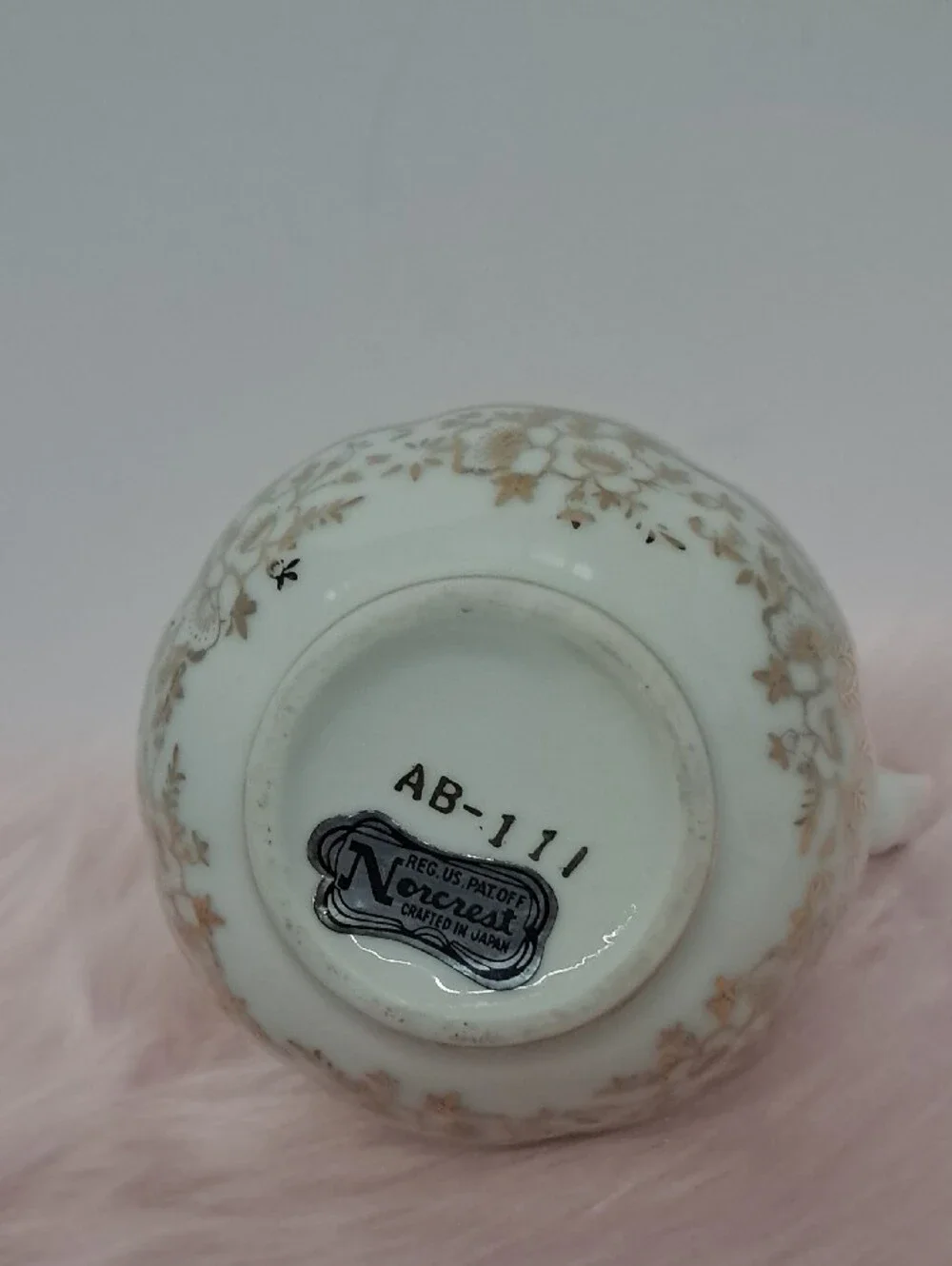 Norcrest 50th Anniversary White Porcelain Cream Pitcher with Gold Accents